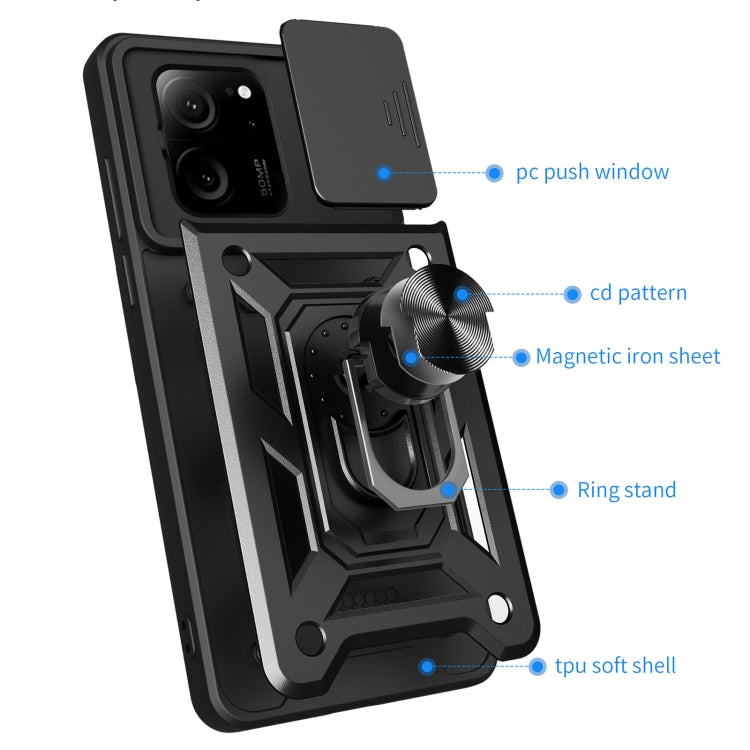 For Xiaomi 13T/13T Pro/Redmi K60 Ultra Sliding Camera Cover Design TPU Hybrid PC Phone Case(Blue) - Redmi K60 Ultra Cases by PMC Jewellery | Online Shopping South Africa | PMC Jewellery | Buy Now Pay Later Mobicred