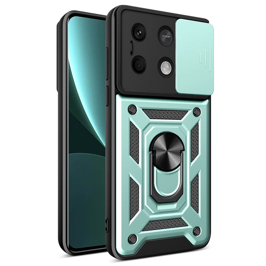 For Xiaomi Redmi Note 13 5G Sliding Camera Cover Design TPU Hybrid PC Phone Case(Mint Green) - Note 13 Cases by PMC Jewellery | Online Shopping South Africa | PMC Jewellery | Buy Now Pay Later Mobicred