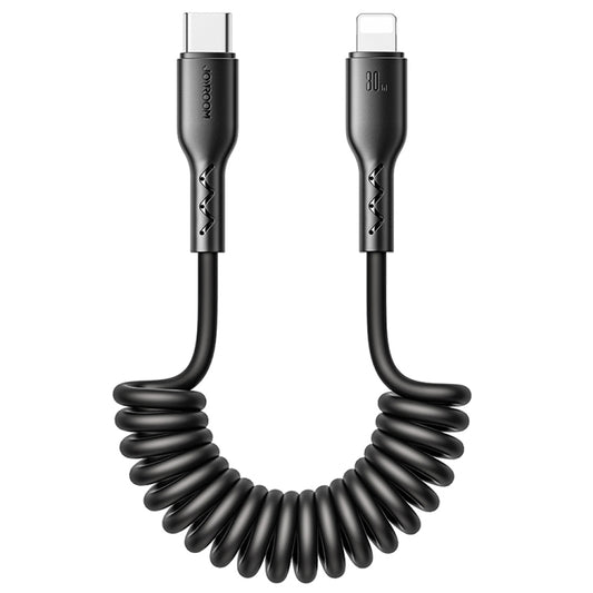 JOYROOM SA38-CL3 30W USB-C / Type-C to 8 Pin Coiled Fast Charging Data Cable, Length:1.5m(Black) - 2 in 1 Cable by JOYROOM | Online Shopping South Africa | PMC Jewellery | Buy Now Pay Later Mobicred