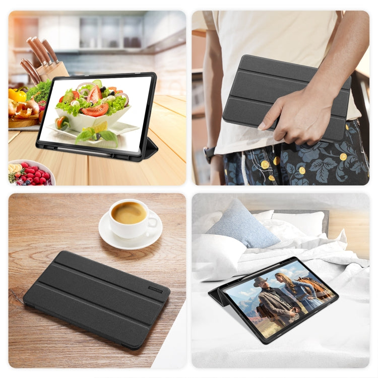 For Samsung Galaxy Tab S9 FE+ DUX DUCIS Domo Series Magnetic Flip Leather Tablet Case(Black) - Galaxy Tab S9 FE+ by DUX DUCIS | Online Shopping South Africa | PMC Jewellery | Buy Now Pay Later Mobicred