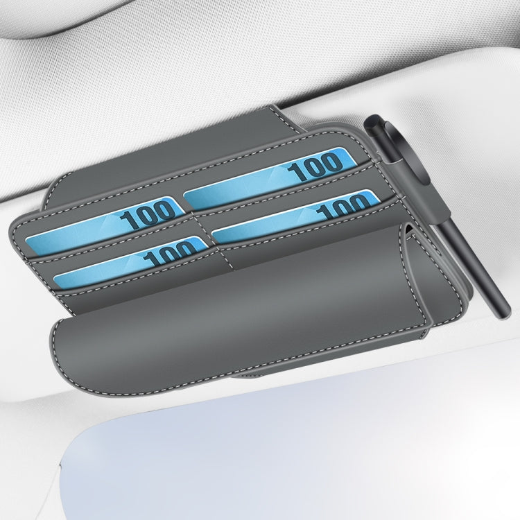3073 Napa Texture Leather Car Removable Glasses Storage Bag(Grey) - Sunglasses & Glasses Clips by PMC TechLife | Online Shopping South Africa | PMC TechLife | Buy Now Pay Later Mobicred