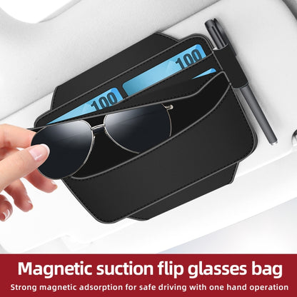 3073 Napa Texture Leather Car Removable Glasses Storage Bag(Black) - Sunglasses & Glasses Clips by PMC Jewellery | Online Shopping South Africa | PMC Jewellery | Buy Now Pay Later Mobicred