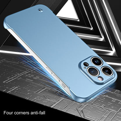 For iPhone 12 Pro Frameless Metallic Paint Hybrid PC Phone Case(Sierra Blue) - iPhone 12 / 12 Pro Cases by PMC Jewellery | Online Shopping South Africa | PMC Jewellery | Buy Now Pay Later Mobicred