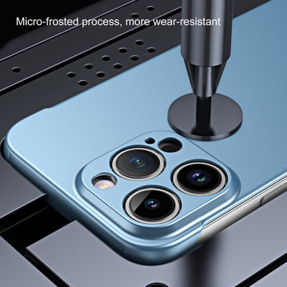 For iPhone 14 Pro Max Frameless Metallic Paint Hybrid PC Phone Case(Sierra Blue) - iPhone 14 Pro Max Cases by PMC Jewellery | Online Shopping South Africa | PMC Jewellery | Buy Now Pay Later Mobicred