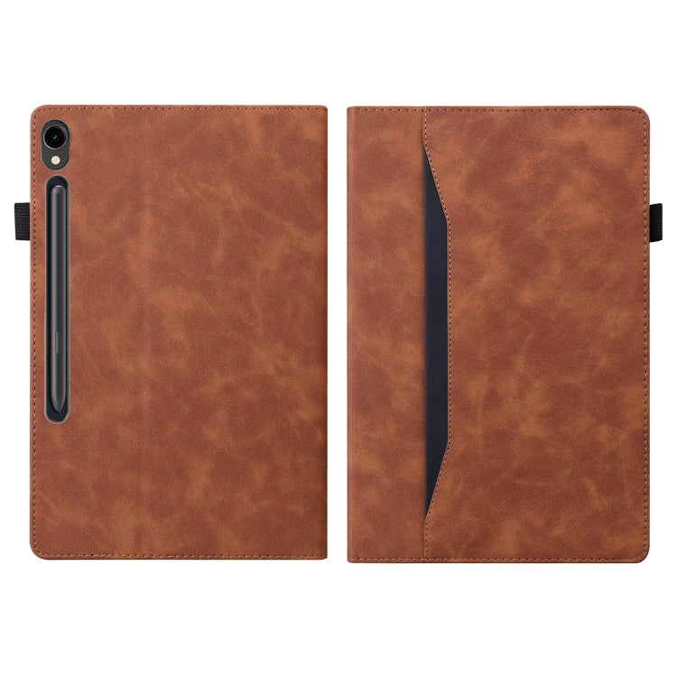 For Samsung Galaxy Tab S9 Ultra /S8 Ultra Splicing Shockproof Leather Tablet Case(Brown) - Galaxy Tab S9 Ultra Cases by PMC Jewellery | Online Shopping South Africa | PMC Jewellery | Buy Now Pay Later Mobicred