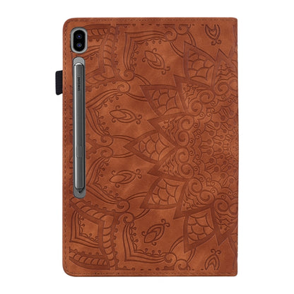 For Samsung Galaxy Tab S9 FE+ Calf Texture Embossed Leather Tablet Case(Brown) - Galaxy Tab S9 FE+ by PMC Jewellery | Online Shopping South Africa | PMC Jewellery | Buy Now Pay Later Mobicred