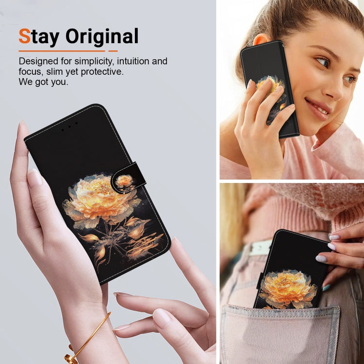 For Google Pixel 9 Pro Crystal Texture Colored Drawing Leather Phone Case(Gold Peony) - Google Cases by PMC Jewellery | Online Shopping South Africa | PMC Jewellery | Buy Now Pay Later Mobicred