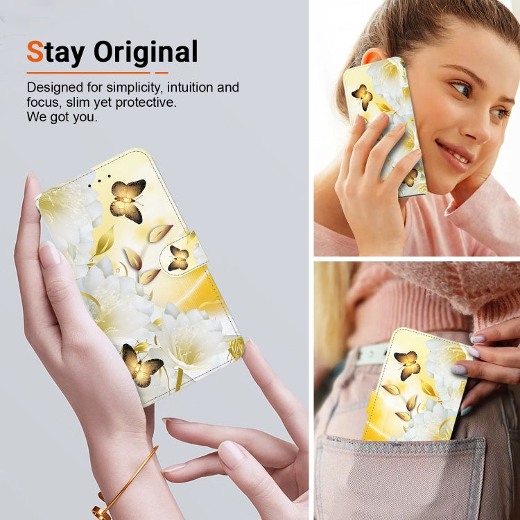 For Google Pixel 9 Pro Crystal Texture Colored Drawing Leather Phone Case(Gold Butterfly Epiphyllum) - Google Cases by PMC Jewellery | Online Shopping South Africa | PMC Jewellery | Buy Now Pay Later Mobicred