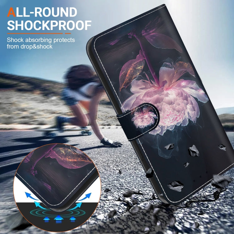 For Google Pixel 9 Crystal Texture Colored Drawing Leather Phone Case(Purple Peony) - Google Cases by PMC TechLife | Online Shopping South Africa | PMC TechLife | Buy Now Pay Later Mobicred
