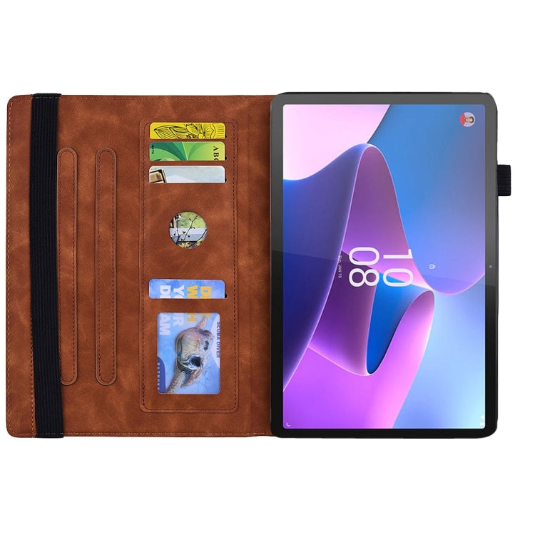 For Lenovo Tab P12 12.7 Calf Texture Embossed Leather Tablet Case(Brown) - Lenovo by PMC TechLife | Online Shopping South Africa | PMC TechLife | Buy Now Pay Later Mobicred
