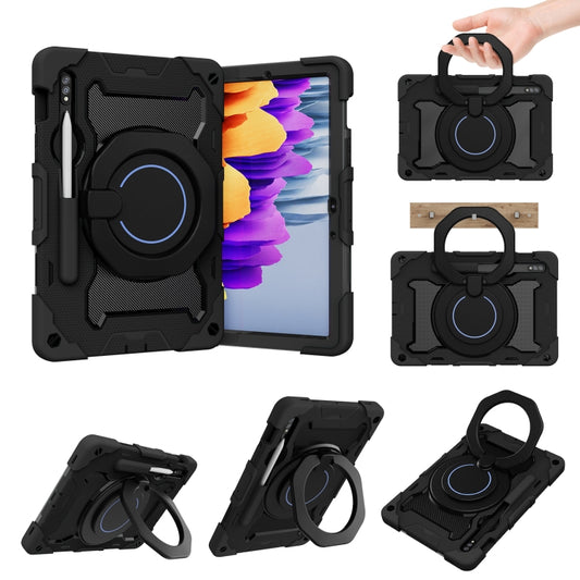 For Samsung Galaxy Tab S9 Armor Portable Rotating Ring Holder Silicone Tablet Case(Black) - Galaxy Tab S9 Cases by PMC Jewellery | Online Shopping South Africa | PMC Jewellery | Buy Now Pay Later Mobicred