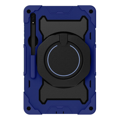 For Samsung Galaxy Tab S9 Ultra Armor Portable Rotating Ring Holder Silicone Tablet Case(Navy Blue) - Galaxy Tab S9 Ultra Cases by PMC Jewellery | Online Shopping South Africa | PMC Jewellery | Buy Now Pay Later Mobicred