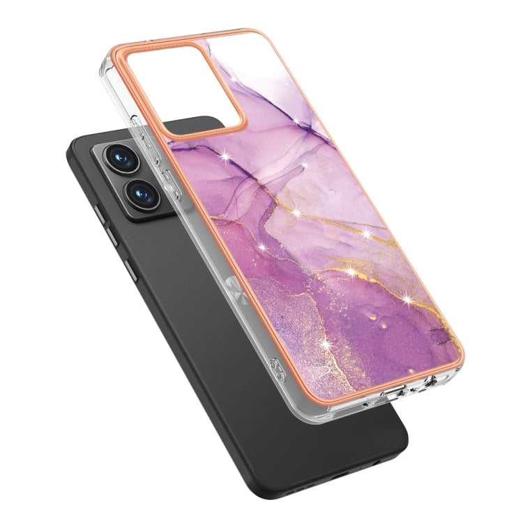 For Motorola Moto G84 Electroplating Marble Dual-side IMD Phone Case(Purple 001) - Motorola Cases by PMC Jewellery | Online Shopping South Africa | PMC Jewellery | Buy Now Pay Later Mobicred