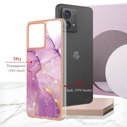 For Motorola Moto G84 Electroplating Marble Dual-side IMD Phone Case(Purple 001) - Motorola Cases by PMC Jewellery | Online Shopping South Africa | PMC Jewellery | Buy Now Pay Later Mobicred