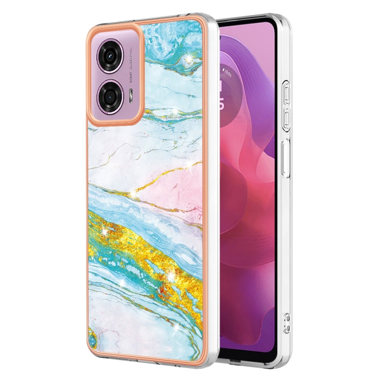 For Motorola Moto G24 4G / G04 4G Electroplating Marble Dual-side IMD Phone Case(Green 004) - Motorola Cases by PMC Jewellery | Online Shopping South Africa | PMC Jewellery | Buy Now Pay Later Mobicred