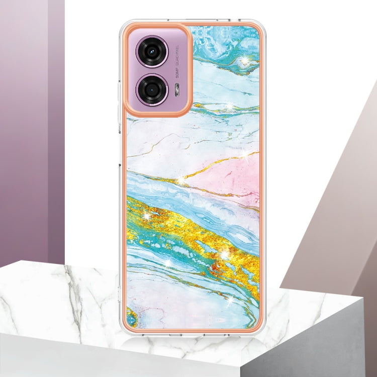 For Motorola Moto G24 4G / G04 4G Electroplating Marble Dual-side IMD Phone Case(Green 004) - Motorola Cases by PMC Jewellery | Online Shopping South Africa | PMC Jewellery | Buy Now Pay Later Mobicred