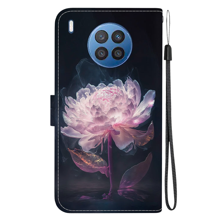 For Honor 50 Lite Crystal Texture Colored Drawing Leather Phone Case(Purple Peony) - Honor Cases by PMC TechLife | Online Shopping South Africa | PMC TechLife | Buy Now Pay Later Mobicred