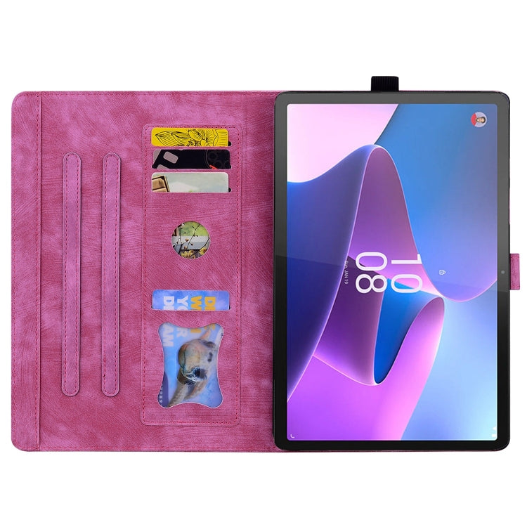 For Lenovo Tab P12 12.7 Cartoon Sakura Cat Embossed Leather Tablet Case(Rose Red) - Lenovo by PMC TechLife | Online Shopping South Africa | PMC TechLife | Buy Now Pay Later Mobicred