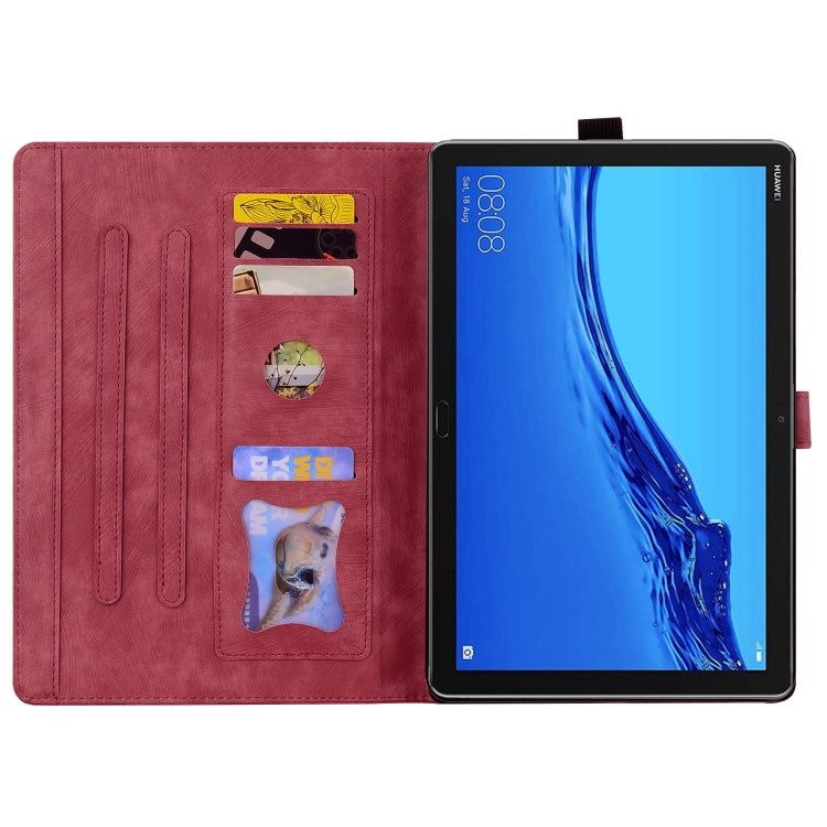 For Lenovo Tab M10 3rd Gen Cartoon Sakura Cat Embossed Leather Tablet Case(Red) - Lenovo by PMC TechLife | Online Shopping South Africa | PMC TechLife | Buy Now Pay Later Mobicred