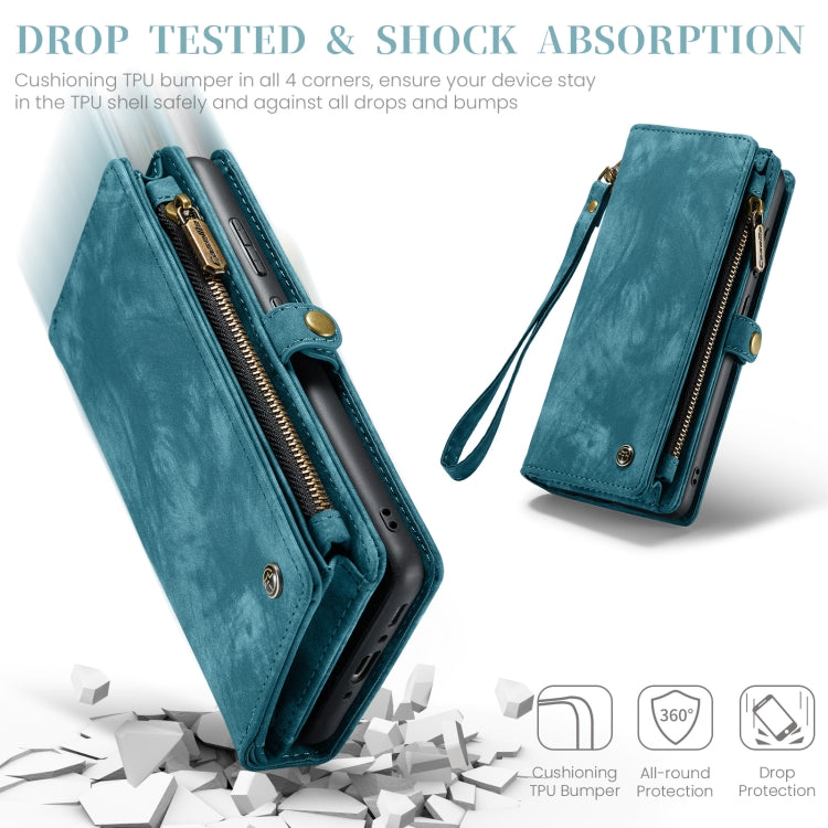 For Samsung Galaxy A35 5G CaseMe 008 Multifunctional Zipper Wallet Leather Phone Case with Lanyard(Blue) - Galaxy Phone Cases by CaseMe | Online Shopping South Africa | PMC Jewellery | Buy Now Pay Later Mobicred