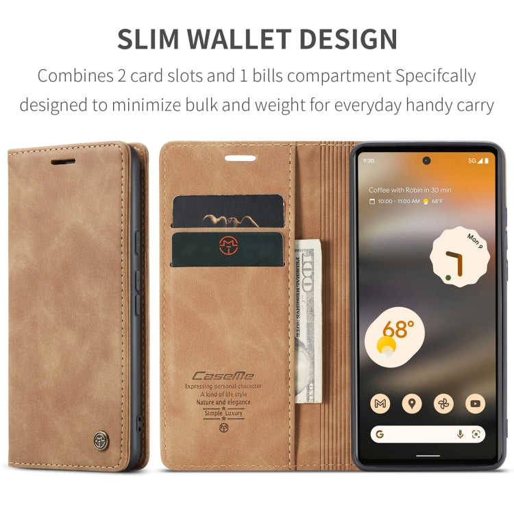 For Google Pixel 6A CaseMe 013 Multifunctional Horizontal Flip Leather Phone Case(Brown) - Google Cases by CaseMe | Online Shopping South Africa | PMC Jewellery | Buy Now Pay Later Mobicred