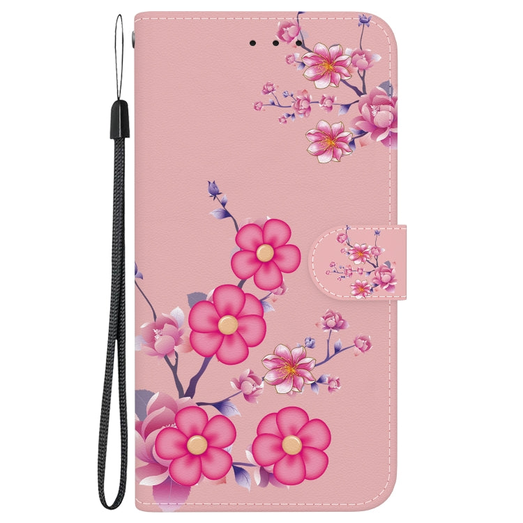 For OPPO Reno11 F Global Crystal Texture Colored Drawing Leather Phone Case(Cherry Blossoms) - Reno11 F Cases by PMC Jewellery | Online Shopping South Africa | PMC Jewellery | Buy Now Pay Later Mobicred