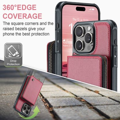 For iPhone 16 Pro Max JEEHOOD C22 Series Zipper Wallet Leather Phone Case with Dual Lanyard(Red) - iPhone 16 Pro Max Cases by JEEHOOD | Online Shopping South Africa | PMC Jewellery | Buy Now Pay Later Mobicred