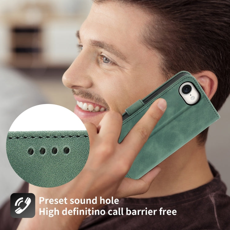 For iPhone 16e Dierfeng Dream Line TPU + PU Leather Phone Case(Green) - iPhone 16e Cases by PMC TechLife | Online Shopping South Africa | PMC TechLife | Buy Now Pay Later Mobicred
