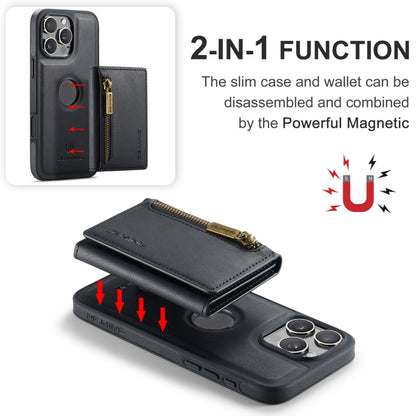 For iPhone 16 Pro Max DG.MING M5 Series Zip RFID Multi Card Detachable Leather Phone Case(Black) - iPhone 16 Pro Max Cases by DG.MING | Online Shopping South Africa | PMC Jewellery | Buy Now Pay Later Mobicred