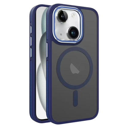 For iPhone 15 Two-color Frosted MagSafe Magnetic Phone Case(Blue) - iPhone 15 Cases by PMC Jewellery | Online Shopping South Africa | PMC Jewellery