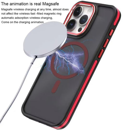 For iPhone 14 Pro Max Two-color Frosted MagSafe Magnetic Phone Case(Black) - iPhone 14 Pro Max Cases by PMC Jewellery | Online Shopping South Africa | PMC Jewellery