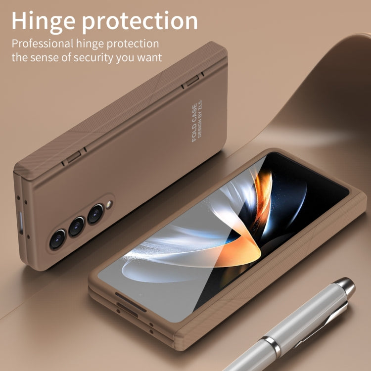 For Samsung Galaxy Z Fold4 5G Extraordinary Series Hinged Folding Full Phone Case with Pen Slot & Stylus(Coffee) - Galaxy Z Fold4 5G Cases by PMC Jewellery | Online Shopping South Africa | PMC Jewellery