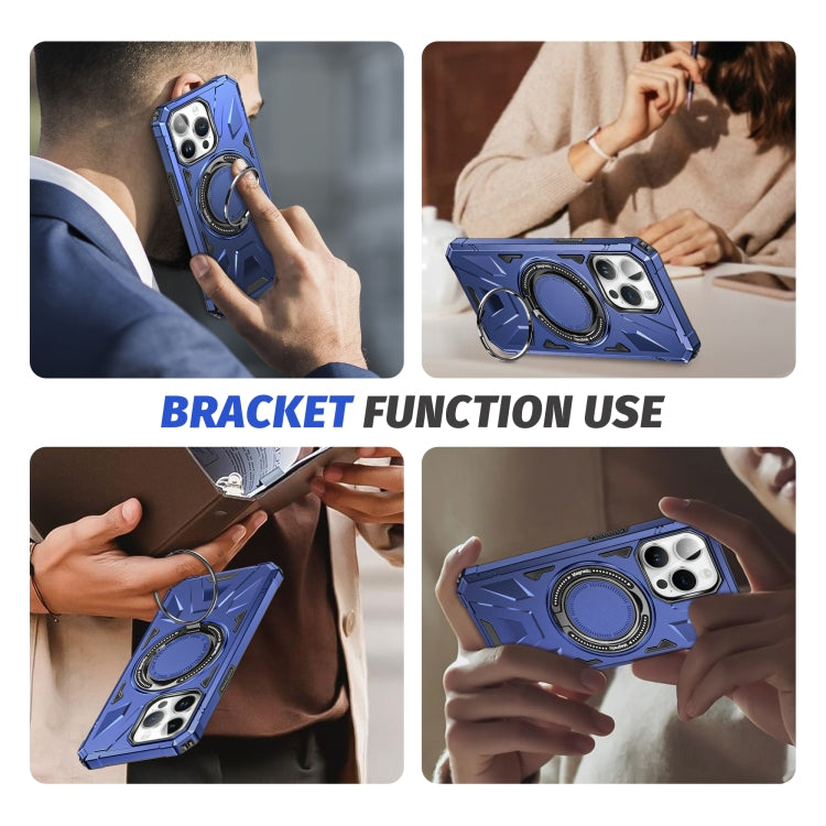 For iPhone 12 Pro Max MagSafe Magnetic Shockproof Phone Case with Ring Holder(Navy Blue) - iPhone 12 Pro Max Cases by PMC TechLife | Online Shopping South Africa | PMC TechLife