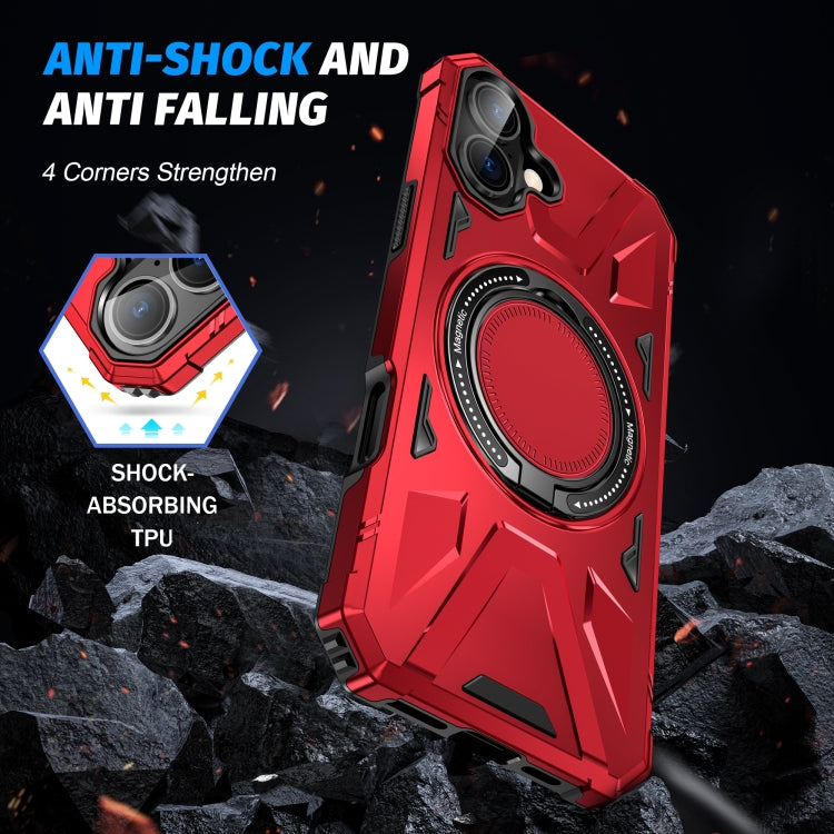 For iPhone 16 Plus MagSafe Magnetic Shockproof Phone Case with Ring Holder(Red) - iPhone 16 Plus Cases by PMC TechLife | Online Shopping South Africa | PMC TechLife | Buy Now Pay Later Mobicred