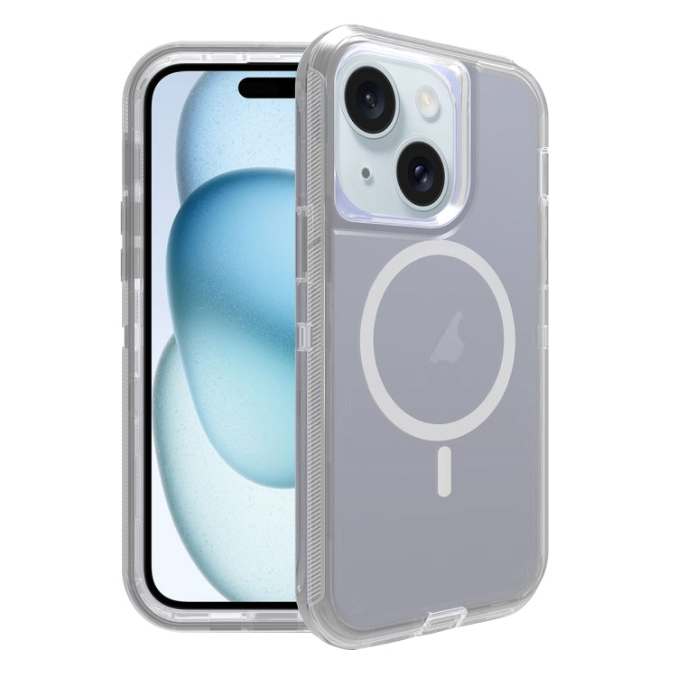 For iPhone 15 Plus Shockproof MagSafe Magnetic Phone Case(Transparent Grey) - iPhone 15 Plus Cases by PMC Jewellery | Online Shopping South Africa | PMC Jewellery