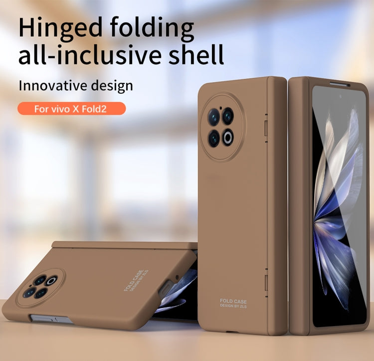For vivo X Fold2 Extraordinary Series Hinged Folding Full Phone Case(Coffee) - vivo Cases by PMC TechLife | Online Shopping South Africa | PMC TechLife | Buy Now Pay Later Mobicred