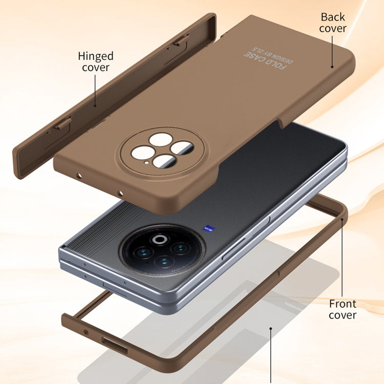 For vivo X Fold2 Extraordinary Series Hinged Folding Full Phone Case(Coffee) - vivo Cases by PMC TechLife | Online Shopping South Africa | PMC TechLife | Buy Now Pay Later Mobicred