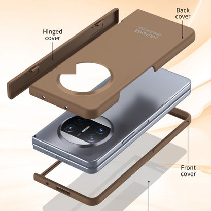 For Huawei Mate X3 Extraordinary Series Hinged Folding Full Coverage Phone Case with Pen Slot & Stylus(Coffee) - Huawei Cases by PMC Jewellery | Online Shopping South Africa | PMC Jewellery