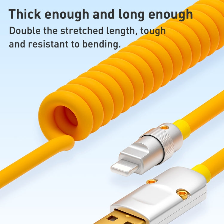 XJ-U101 USB to 8 Pin Spring Charging Data Cable, Length: 1.5m(Yellow) - Normal Style Cable by PMC Jewellery | Online Shopping South Africa | PMC Jewellery | Buy Now Pay Later Mobicred