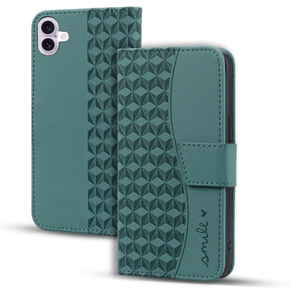 For iPhone 16 Plus Business Diamond Buckle Leather Phone Case with Lanyard(Green) - iPhone 16 Plus Cases by PMC Jewellery | Online Shopping South Africa | PMC Jewellery | Buy Now Pay Later Mobicred