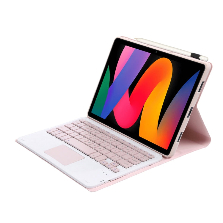 For Xiaomi Redmi Pad SE 11 inch A0N9-A Lambskin Texture Ultra-thin Detachable Bluetooth Keyboard Leather Case with Touchpad(Pink) - Others Keyboard by PMC Jewellery | Online Shopping South Africa | PMC Jewellery