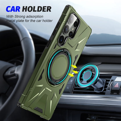 For Samsung Galaxy S23+ 5G MagSafe Magnetic Shockproof Phone Case with Ring Holder(Dark Green) - Galaxy S23+ 5G Cases by PMC Jewellery | Online Shopping South Africa | PMC Jewellery