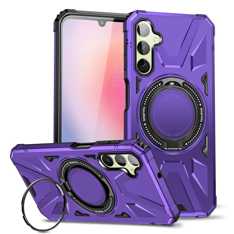 For Samsung Galaxy A24 4G/A25 5G MagSafe Magnetic Shockproof Phone Case with Ring Holder(Purple) - Galaxy Phone Cases by PMC Jewellery | Online Shopping South Africa | PMC Jewellery