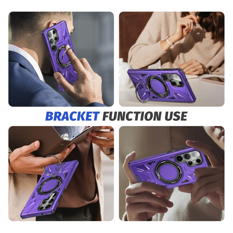 For Samsung Galaxy S24+ 5G MagSafe Magnetic Shockproof Phone Case with Ring Holder(Purple) - Galaxy S24+ 5G Cases by PMC Jewellery | Online Shopping South Africa | PMC Jewellery