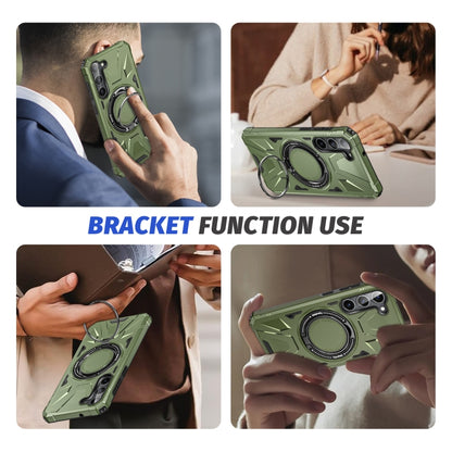 For Samsung Galaxy S24 5G MagSafe Magnetic Shockproof Phone Case with Ring Holder(Dark Green) - Galaxy S24 5G Cases by PMC Jewellery | Online Shopping South Africa | PMC Jewellery