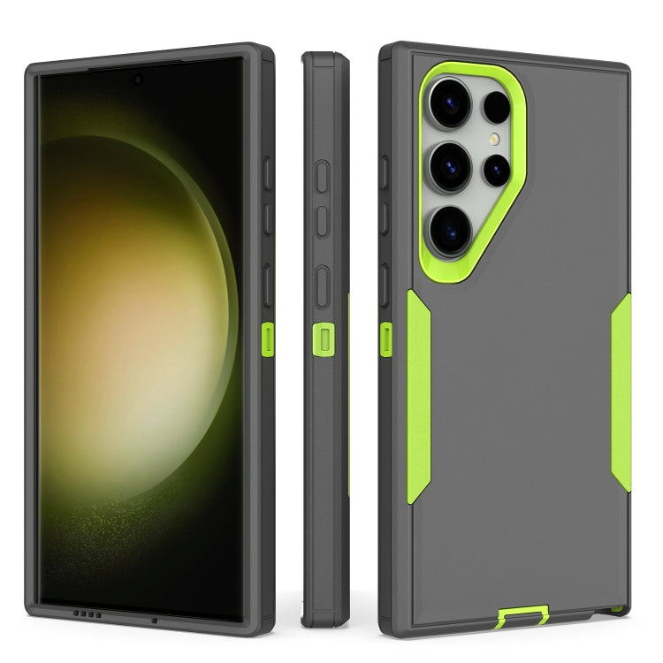 For Samsung Galaxy S25 Ultra / S24 Ultra 5G Magnetic 2 in 1 PC Hybrid TPU Phone Case(Gray+Fluorescent Green) - Galaxy S24 Ultra 5G Cases by PMC Jewellery | Online Shopping South Africa | PMC Jewellery | Buy Now Pay Later Mobicred