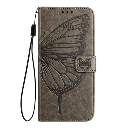 For Honor Magic6 Pro 5G Global Embossed Butterfly Leather Phone Case(Grey) - Honor Cases by PMC Jewellery | Online Shopping South Africa | PMC Jewellery | Buy Now Pay Later Mobicred