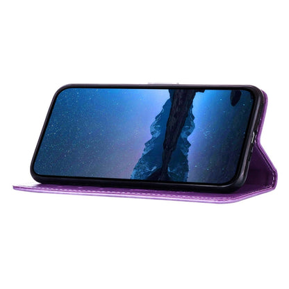 For Honor Magic6 Pro 5G Global Embossed Butterfly Leather Phone Case(Purple) - Honor Cases by PMC Jewellery | Online Shopping South Africa | PMC Jewellery | Buy Now Pay Later Mobicred