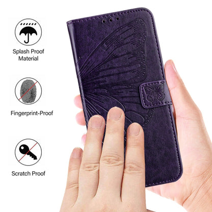 For Honor Magic6 Pro 5G Global Embossed Butterfly Leather Phone Case(Dark Purple) - Honor Cases by PMC Jewellery | Online Shopping South Africa | PMC Jewellery | Buy Now Pay Later Mobicred