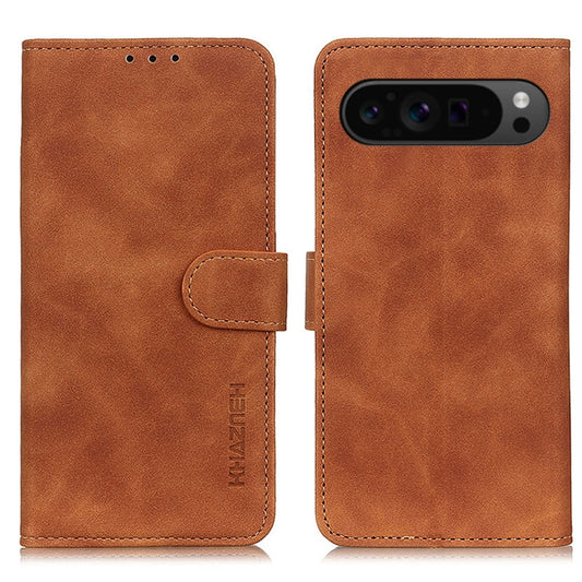 For Google Pixel 9 Pro KHAZNEH Retro Texture Flip Leather Phone Case(Brown) - Google Cases by PMC Jewellery | Online Shopping South Africa | PMC Jewellery | Buy Now Pay Later Mobicred